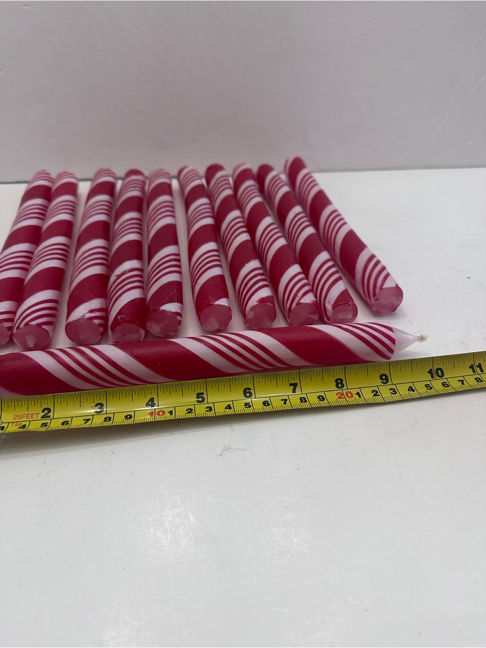 Red & White Swirl Taper Candles - Pack of 12
